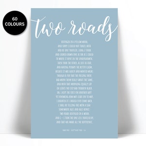 The Road Not Taken - Robert Frost - Motivational Art Print - Typographic Art - Inspirational Poster - The Road Less Traveled - Poetry Art