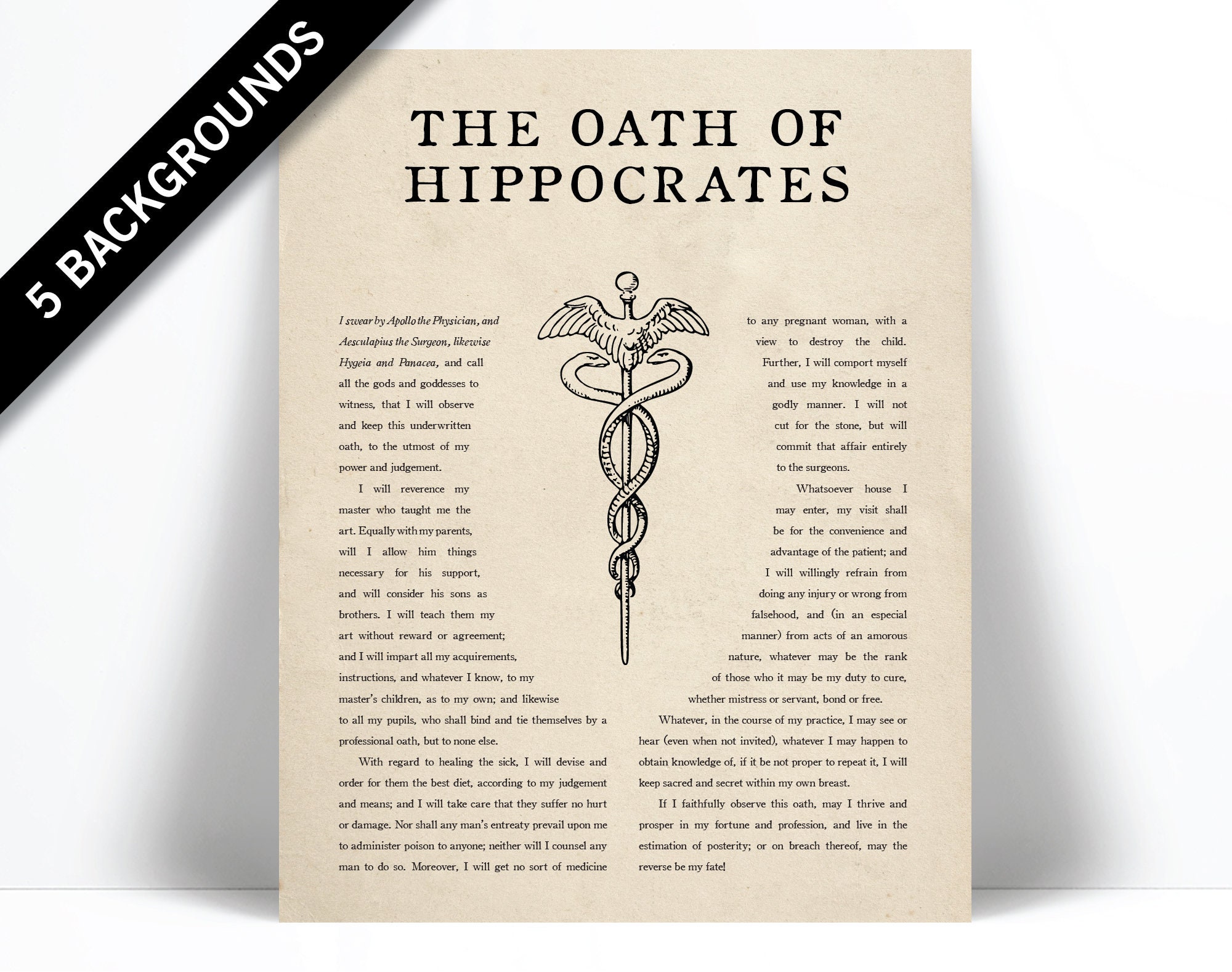 The Hippocratic Oath Art Print Hippocrates Medical Quote | Etsy