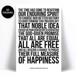 Barack Obama Print 2009 Inauguration Speech Art Print - Obama Quote Classroom - Presidential Political Art - American History Teacher Gift