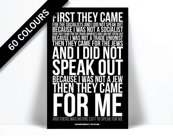 first they came then they came for me art print martin etsy