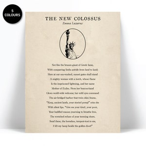Give Me Your Tired Your Poor Art Print - New Collosus Poem - Emma Lazarus Statue of Liberty Art - History Teacher Gift - Immigration Refugee