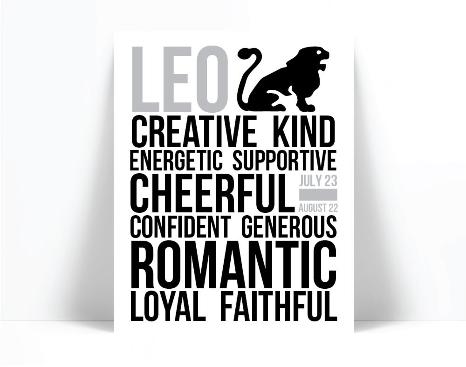 Leo Personality Character Traits Astrology Zodiac Black & Etsy