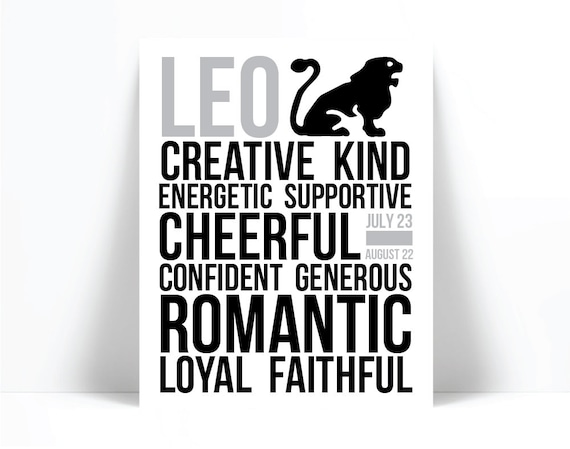 Leo Personality Character Traits Art Print Astrology Zodiac Etsy