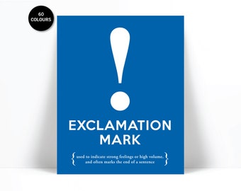 Exclamation Mark - Typographic Print - Punctuation Print - Graphic Designer Gift - Grammar Print - English Teacher Gift - Editor Writer Gift