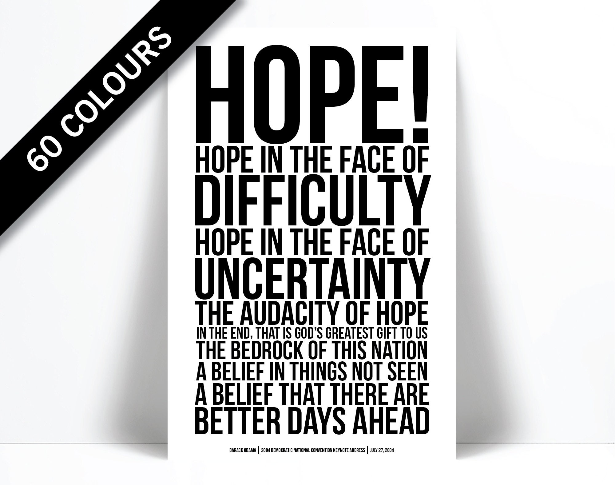 Barack Obama Audacity of Hope Speech Art Print Obama Hope | Etsy