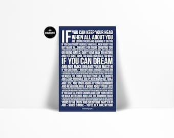 If by Rudyard Kipling - Art Print - Poetry Quote Poster - Motivational Inspirational Typography Poster - Graduation Gift - Classroom Art