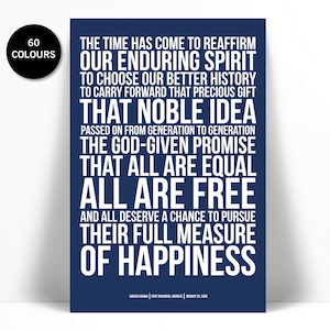 Barack Obama Print 2009 Inauguration Speech Quote Art Print - Classroom - Presidential Political Poster - American History Teacher Gift Art