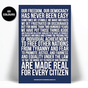 Barack Obama State of the Union Speech Art Print - Obama Quote Classroom - Presidential Speech Political Art - American History Teacher Gift