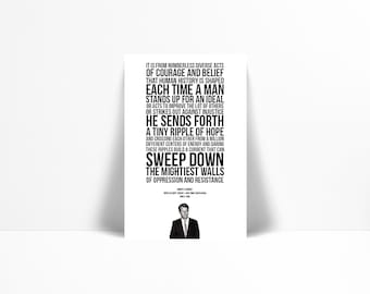 Robert Kennedy Ripple of Hope Quote Art Print - Liberal Political Activism Speech  - American History Poster - Courage Oppression Resistance