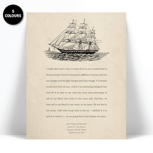 John Fitzgerald Kennedy Ocean Speech Art Print - JFK Poster - Presidential Speech - Sailboat Print - Sailing Art Print - Sailor Beach Decor