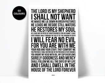 Psalm 23 Bible Verse Art Art Print - Scripture Poster - The Lord is my Shepherd I Shall Not Want - Christian Wall Decor - Biblical Art Print