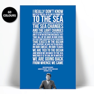 John Fitzgerald Kennedy Ocean Speech Art Print - JFK Poster - Presidential Speech - Sailboat Print - Sailing Art Print - Sailor Beach Decor