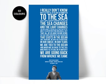 John Fitzgerald Kennedy Ocean Speech Art Print - JFK Poster - Presidential Speech - Sailboat Print - Sailing Art Print - Sailor Beach Decor