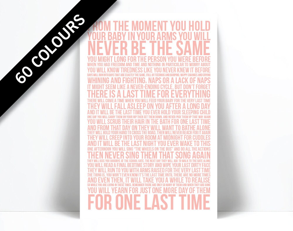 The Last Time Poem Art Print Nursery Decor New Parents Etsy