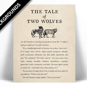 The Tale of Two Wolves Art Print Native American Story | Etsy