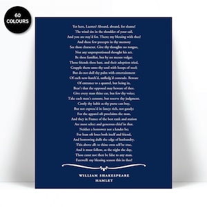 William Shakespeare Quote Art Print - Polonius&#39; Advice to Laertes - Hamlet Print Poster - To Thine Own Self Be True - Theatre Literary Art