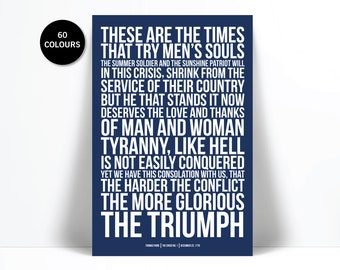 Thomas Paine Quote Art Print - Political Speech Activism - American History - Revolution Art - Protest Poster - Tyranny Treason - Resistance