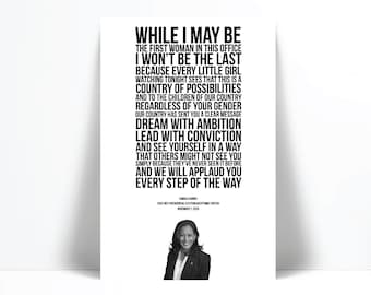 Kamala Harris Acceptance Speech 2020 Vice Presidential Election Art Print - Kamala Quote 2020 Election - American History Feminism Feminist