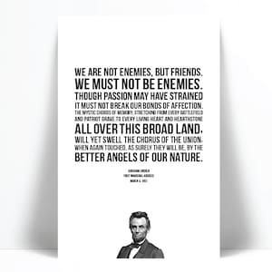 Abraham Lincoln Presidential Inaugural Speech Better Angels of our Nature Art Print - American Political History Poster - Classroom Wall Art