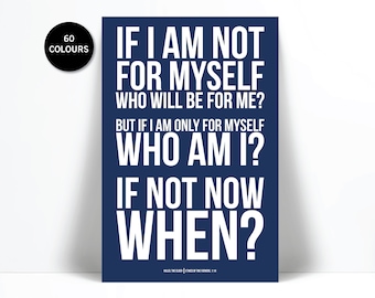 Rabbi Hillel Judaica Art Print - Jewish Motivational Inspirational Quote Poster - If I Am Not For Myself - Social Justice - Personal Growth