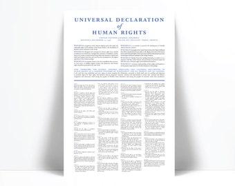 Universal Declaration of Human Rights Art Print - International Human Rights Law Poster - Basic Civil Rights Fundamental Freedoms Nations