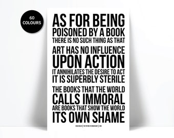 Oscar Wilde Quote Banned Books Art Print - Library Poster - Censorship Freedom to Read - Classroom Literary Reader Gift - English Teacher