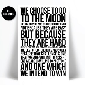 John Fitzgerald Kennedy Moon Landing Presidential Speech Art Print - JFK Quote - Classroom - American US History - Science Teacher Astronaut