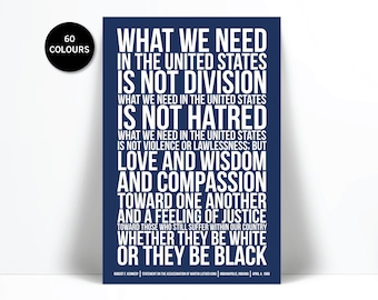 Robert Kennedy Speech Art Print - Martin Luther King - Liberal Political Activism - American History Poster - Racism Love Compassion Justice