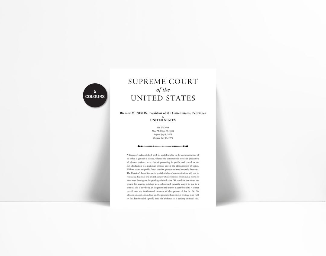 United States V Nixon Art Print United States Supreme Court Case