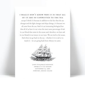 John Fitzgerald Kennedy Ocean Speech Art Print - JFK Poster - Presidential Speech - Sailboat Print - Sailing Art Print - Sailor Beach Decor