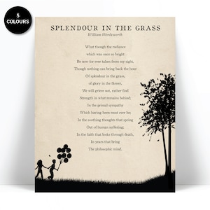 Splendour in the Grass by William Wordsworth Art Print - Poetry Poster - Literary Quote - Nursery - Childhood Quote - English Teacher Gift