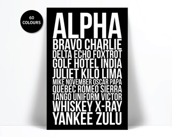 Alpha Bravo Charlie Art Print - Phonetic Alphabet Poster - Aviation Wall Decor - NATO Spelling - Military - Gift for Pilot - Airplane  Army