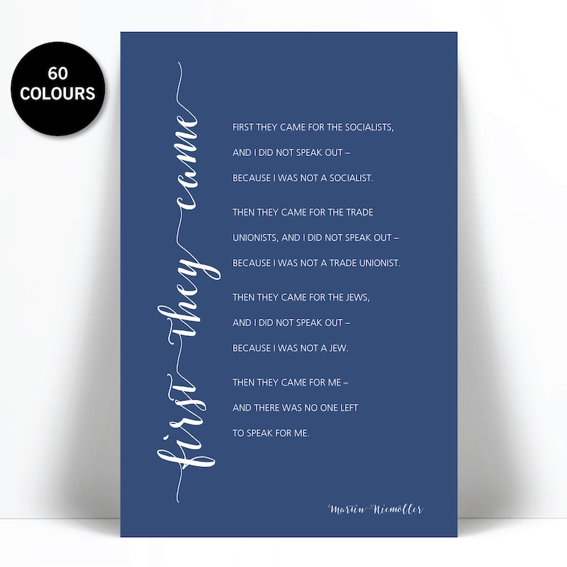 Print of First They Came Poem Etsy
