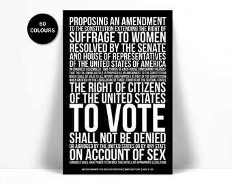 19th Amendment Women's Vote Art Print - American History US Constitution Poster - Right to Vote Poster - Equality Feminism Rights - Suffrage