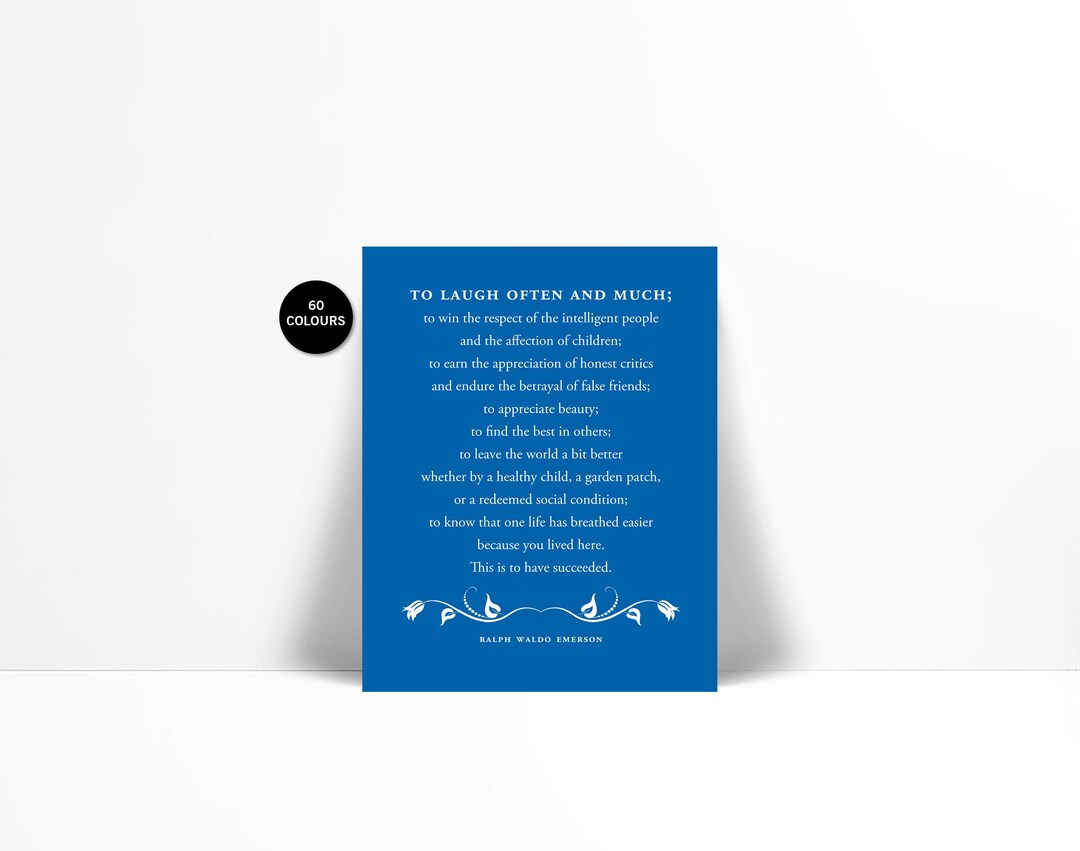 Ralph Waldo Emerson Quote Art Print - to Laugh Often - Graduation Gift ...