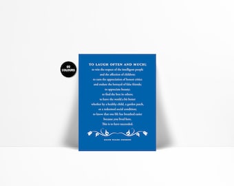 Ralph Waldo Emerson Quote Art Print - To Laugh Often - Graduation Gift - Literary Quote - Inspirational Art - Success Motivational Poster