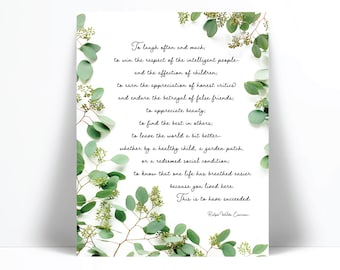 Ralph Waldo Emerson Quote Art Print - To Laugh Often - Graduation Gift - Literary - Success Motivational Inspirational Poster - Eucalyptus