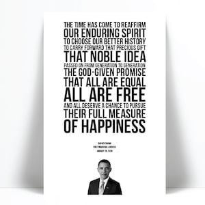 Barack Obama Print 2009 Inauguration Speech - Obama Quote Classroom Art - Presidential Speech Political Art - American History Teacher Gift