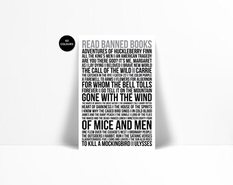 Read Banned Books Art Print - Library Poster - Censorship Art Print - Freedom to Read - Classroom Literary Reader Gift - English Teacher Art