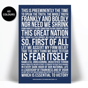 Franklin Delano Roosevelt - FDR Presidential Inaugural Speech - The Only Thing We Have to Fear - American History Poster - Quote Art Print