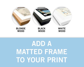 Add a Frame to Any Print - Frame Your Art Print - White, Black, Blonde Wood - White Mat Included - Frame Your Order - Farmhouse Poster Frame