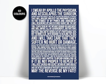 The Hippocratic Oath - Art Print - Hippocrates Medical Quote Poster - Gift for Doctor - Medical Student Gift - Typography - Graduation Gift