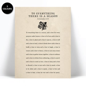 Ecclesiastes 3:1-8 Art Print - For Everything There is a Season - Scripture Art - Bible Verse Poster - Scripture Wall Art - Christian Decor