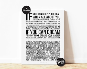 Gallery Wrapped Canvas If by Rudyard Kipling - Motivational Print - Inspirational Quote - Graduation Gift - Typographic Canvas Dorm Wall Art