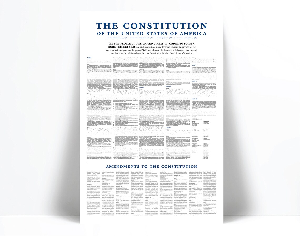 US Constitution Amendments Art Print Poster USA Historical | Etsy