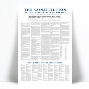 US Constitution Amendments Art Print Poster - USA Historical Document - Political American History Poster - We the People - Bill of Rights