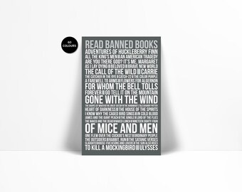 Read Banned Books Art Print - Library Poster - Censorship Art
