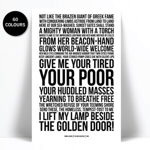 Give Me Your Tired Your Poor - New Collosus Poem - Emma Lazarus Statue of Liberty - Political Art History Teacher Gift - Immigration Refugee