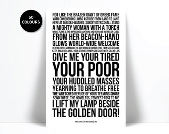 Give Me Your Tired Your Poor - New Collosus Poem - Emma Lazarus Statue of Liberty - Political Art History Teacher Gift - Immigration Refugee