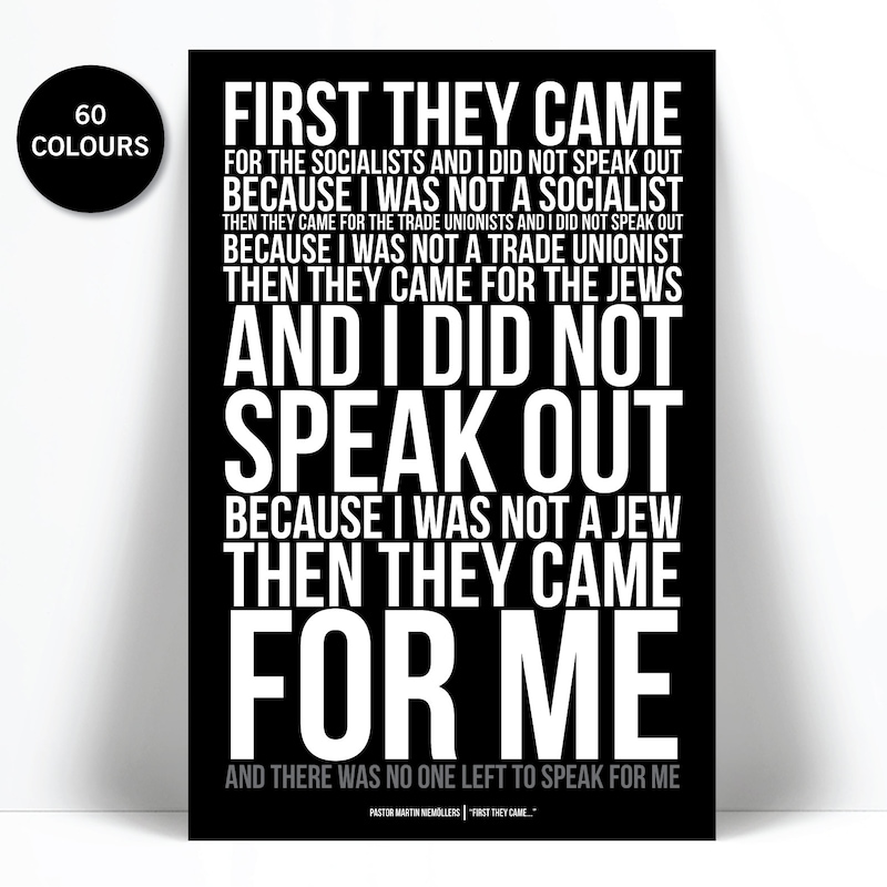 Print of First They Came Poem Etsy